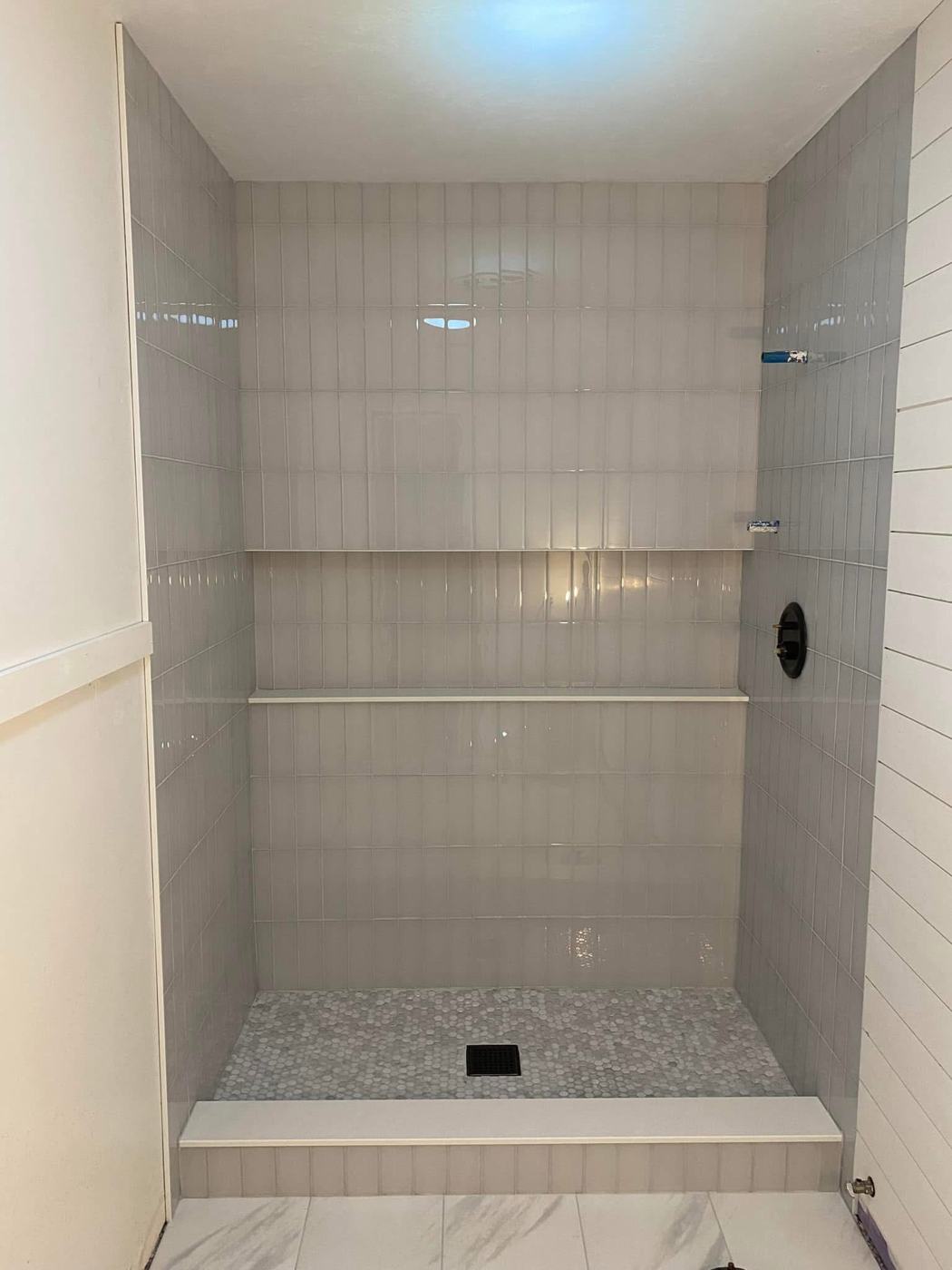 Walk-in shower with a recessed niche